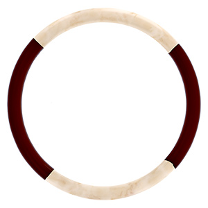 Bracelet jonc 6mm en r�sine couleur ivoire et chocolat - 63mm