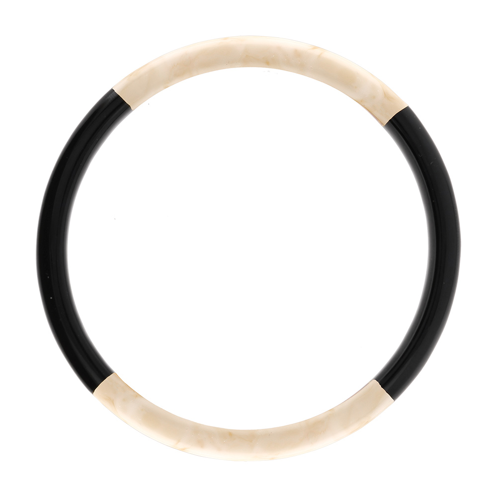 Bracelet jonc 6mm en r�sine couleur ivoire et noire - 60mm - Vue 1