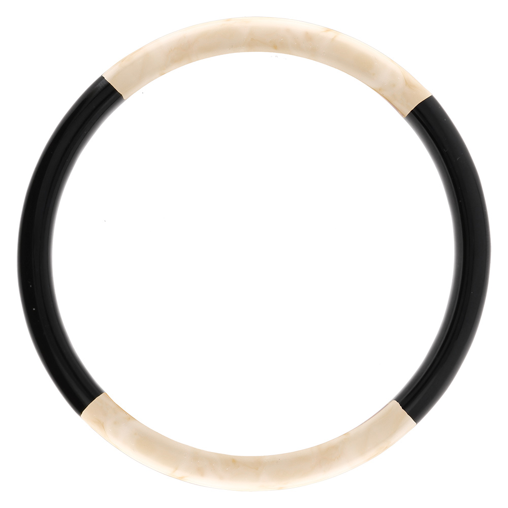 Bracelet jonc 6mm en r�sine couleur ivoire et noire -  63mm - Vue 1