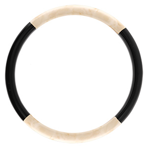 Bracelet jonc 6mm en r�sine couleur ivoire et noire -  63mm