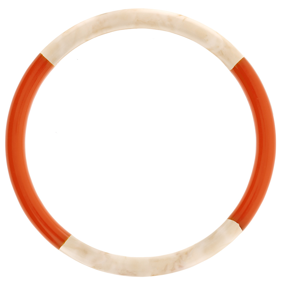 Bracelet jonc 6mm en r�sine couleur ivoire et orange - 63mm - Vue 1