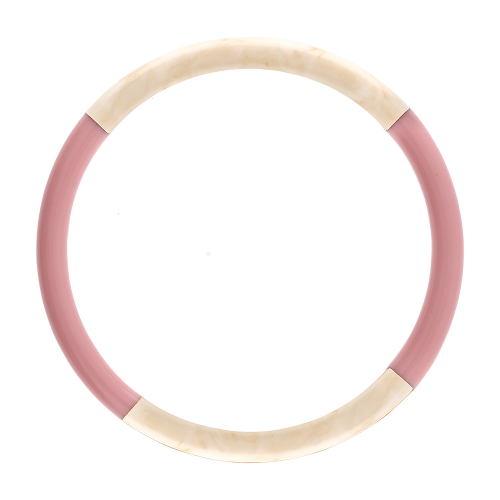 Bracelet jonc 6mm en r�sine couleur ivoire et rose - 60mm - Vue 1
