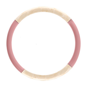 Bracelet jonc 6mm en r�sine couleur ivoire et rose - 60mm