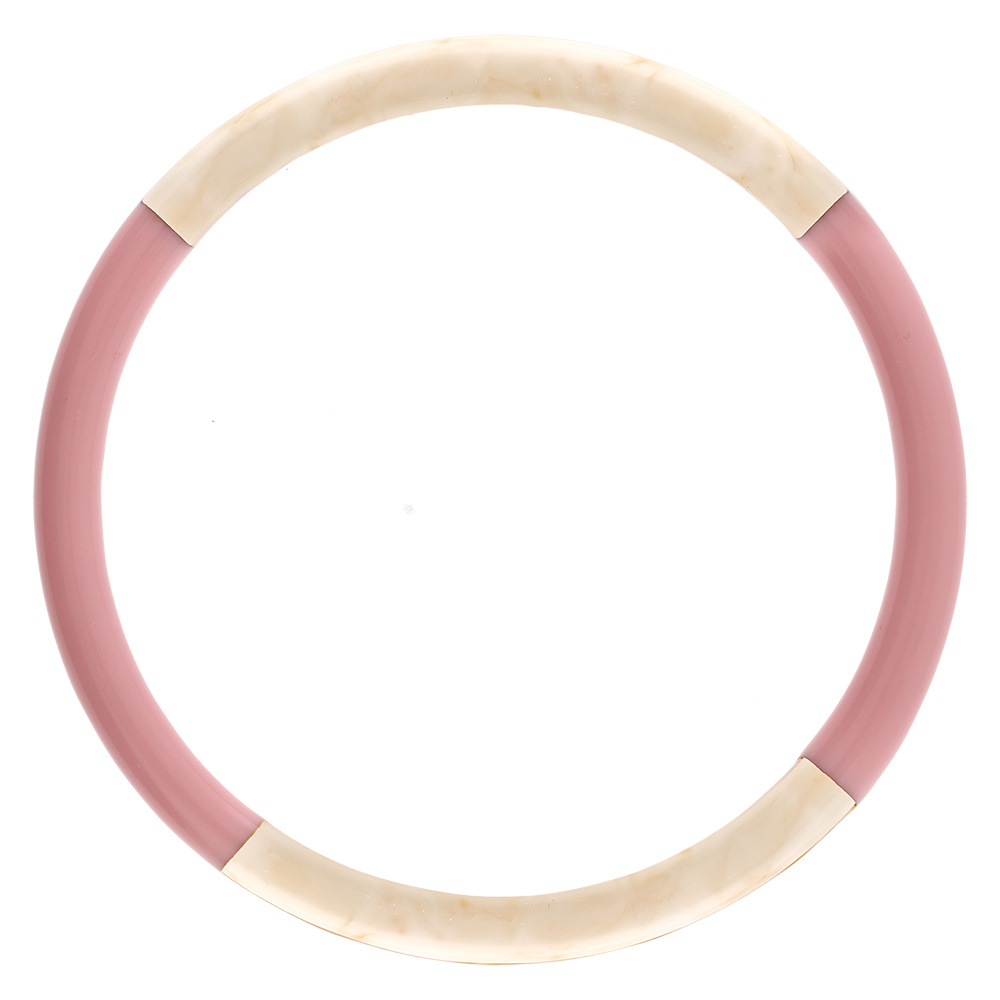 Bracelet jonc 6mm en r�sine couleur ivoire et rose - 63mm - Vue 1