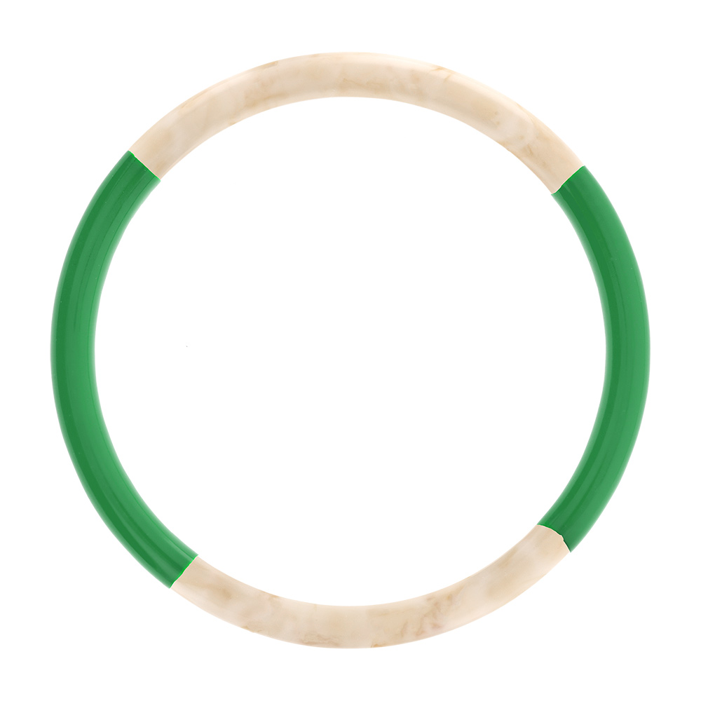 Bracelet jonc 6mm en r�sine couleur ivoire et vert clair - 60mm - Vue 1