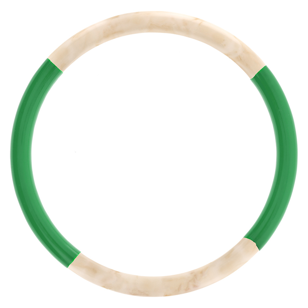 Bracelet jonc 6mm en r�sine couleur ivoire et vert clair - 63mm - Vue 1