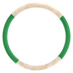Bracelet jonc 6mm en r�sine couleur ivoire et vert clair - 63mm