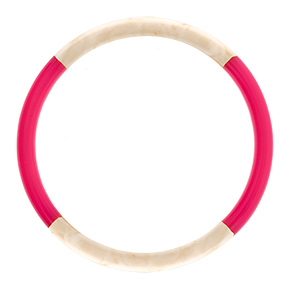 Bracelet jonc 6mm ren �sine couleur ivoire et fushia - 60mm