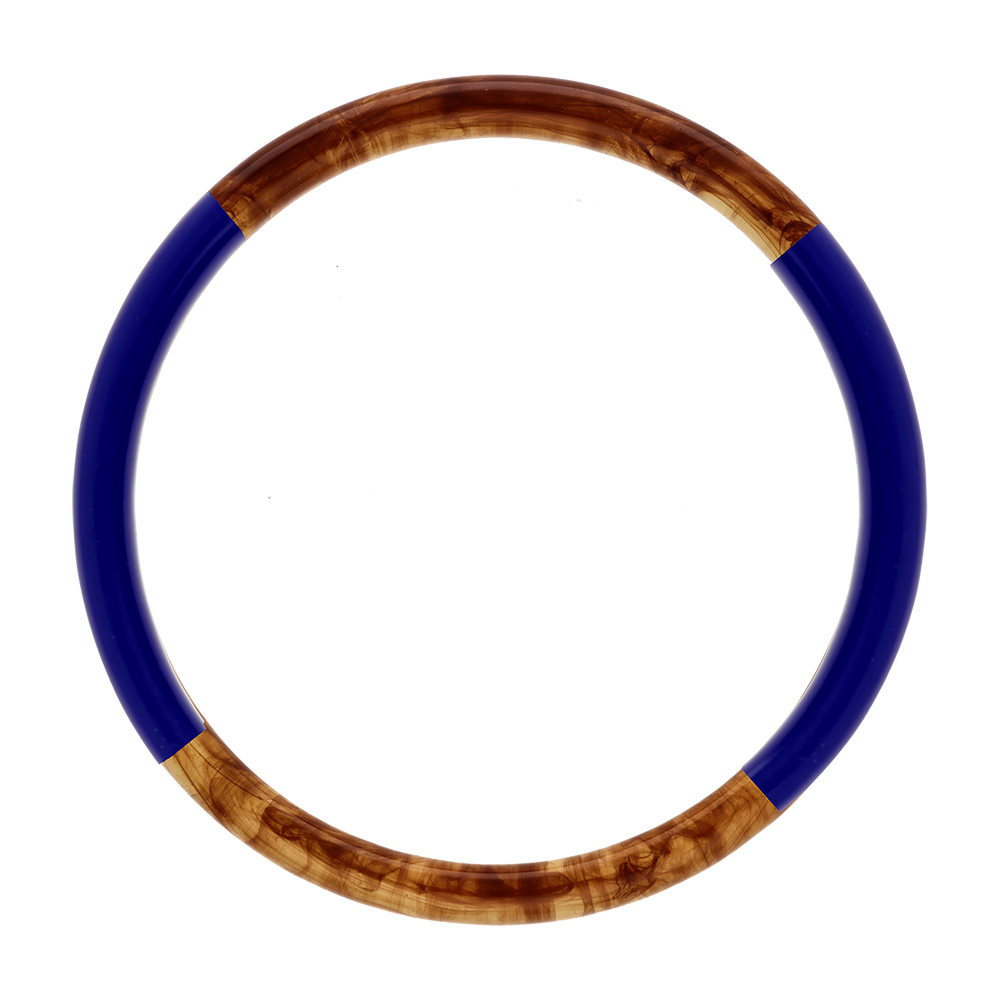 Bracelet jonc 6mm r�sine couleur ambre et bleu fonc� - 60mm - Vue 1