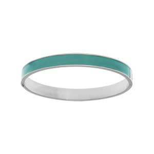 Bracelet jonc en acier articule fond couleur turquoise largeur 8mm diamtre 60mm - Vue 1