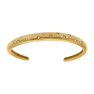 Bracelet jonc en acier doré parsemé d\' etoiles d\' oxydes blancs - diamètre 57mm - Vue 1