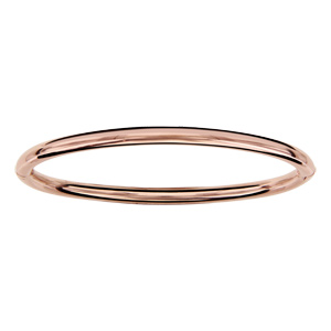 Bracelet jonc en acier et PVD rose articul forme ovale - Vue 1