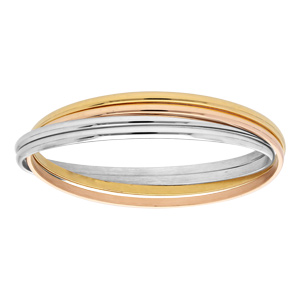 Bracelet jonc en acier et PVd rose et jaune 3 anneaux entrelacs - Vue 1