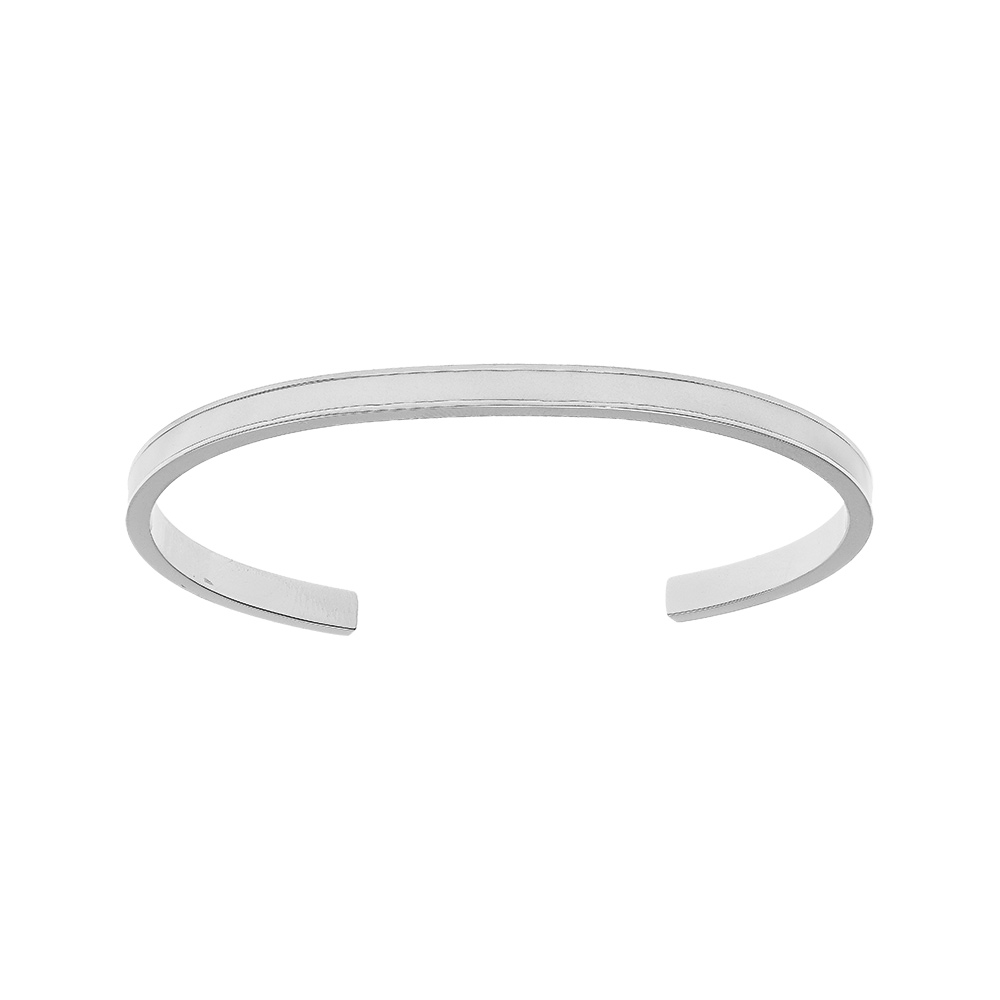 Bracelet jonc en acier fond blanc largeur 4mm ouvert diam�tre 58mm - Vue 1