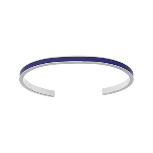 Bracelet jonc en acier fond bleu largeur 4mm ouvert diamtre 58mm - Vue 1