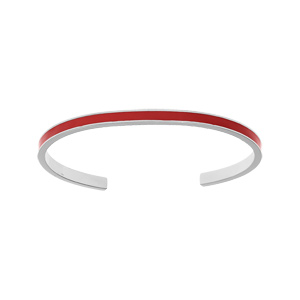 Bracelet jonc en acier fond rouge largeur 4mm ouvert diamtre 58mm - Vue 1