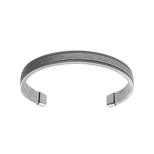 Bracelet jonc en acier ouvert et cble sur l\'extrieur 65 x 50mm - Vue 1