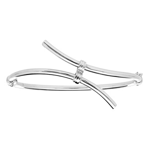 Bracelet jonc en argent rhodié articulé avec 2 branches - Vue 1