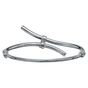 Bracelet jonc en argent rhodié articulé et croisé - Vue 1