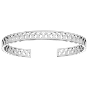 Bracelet jonc en argent rhodié avec motif ajouré - Vue 1