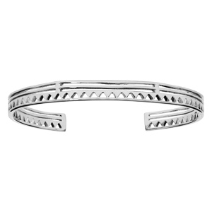 Bracelet jonc en argent rhodié avec motif rayon de soleil - Vue 1