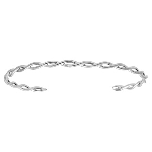 Bracelet jonc en argent rhodié fils torsadés 55x45mm - Vue 1