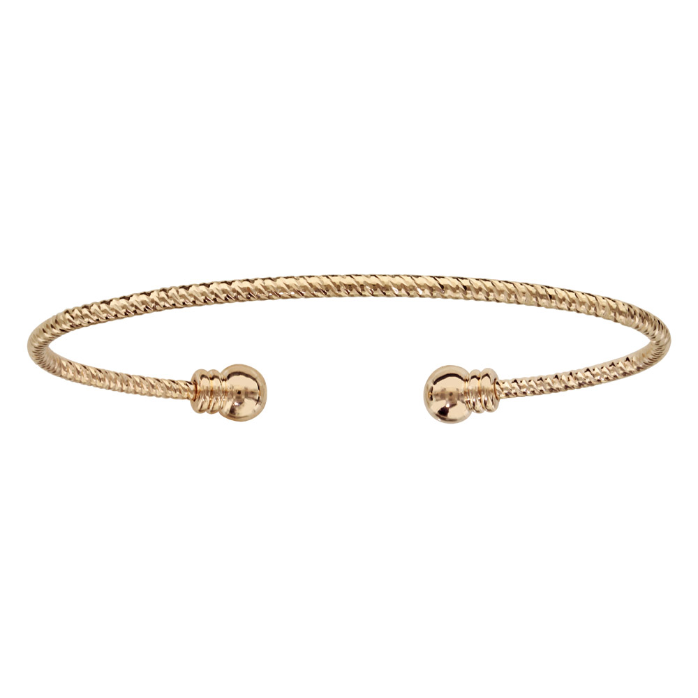Bracelet Jonc Ouvert Dolly-Bijoux, Boules 5mm, Largeur 55mm, Plaqué Or 18K