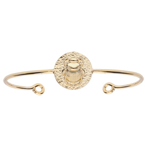 Bracelet jonc en plaqué or ethnique motif antique scarabée - Vue 1