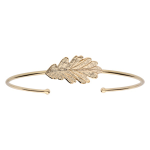 Bracelet jonc en plaqué or feuille de chêne 25mm - Vue 1