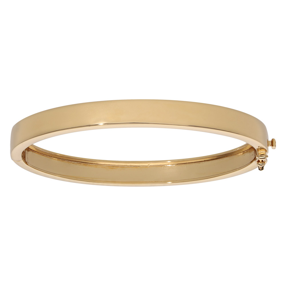 Bracelet jonc en plaqu� or lisse articul� 50x60mm - Vue 1