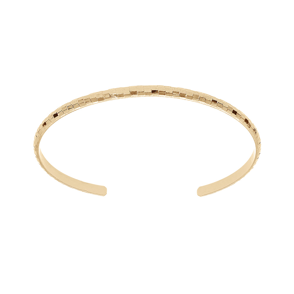 Bracelet jonc en plaqu� or ouvert et diamant� 55mm - Vue 1