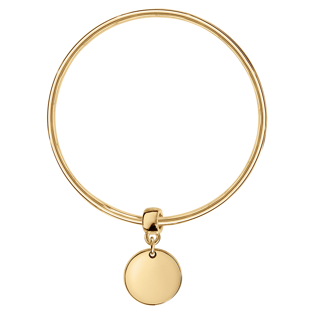 Bracelet jonc en vermeil massif 3mm diam�tre 66 avec rond coulissant vierge � graver - Vue 1