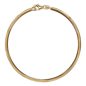 Bracelet jonc en vermeil massif fil 3mm diamtre 66 non articul avec mousqueton pour charms (kit 4)