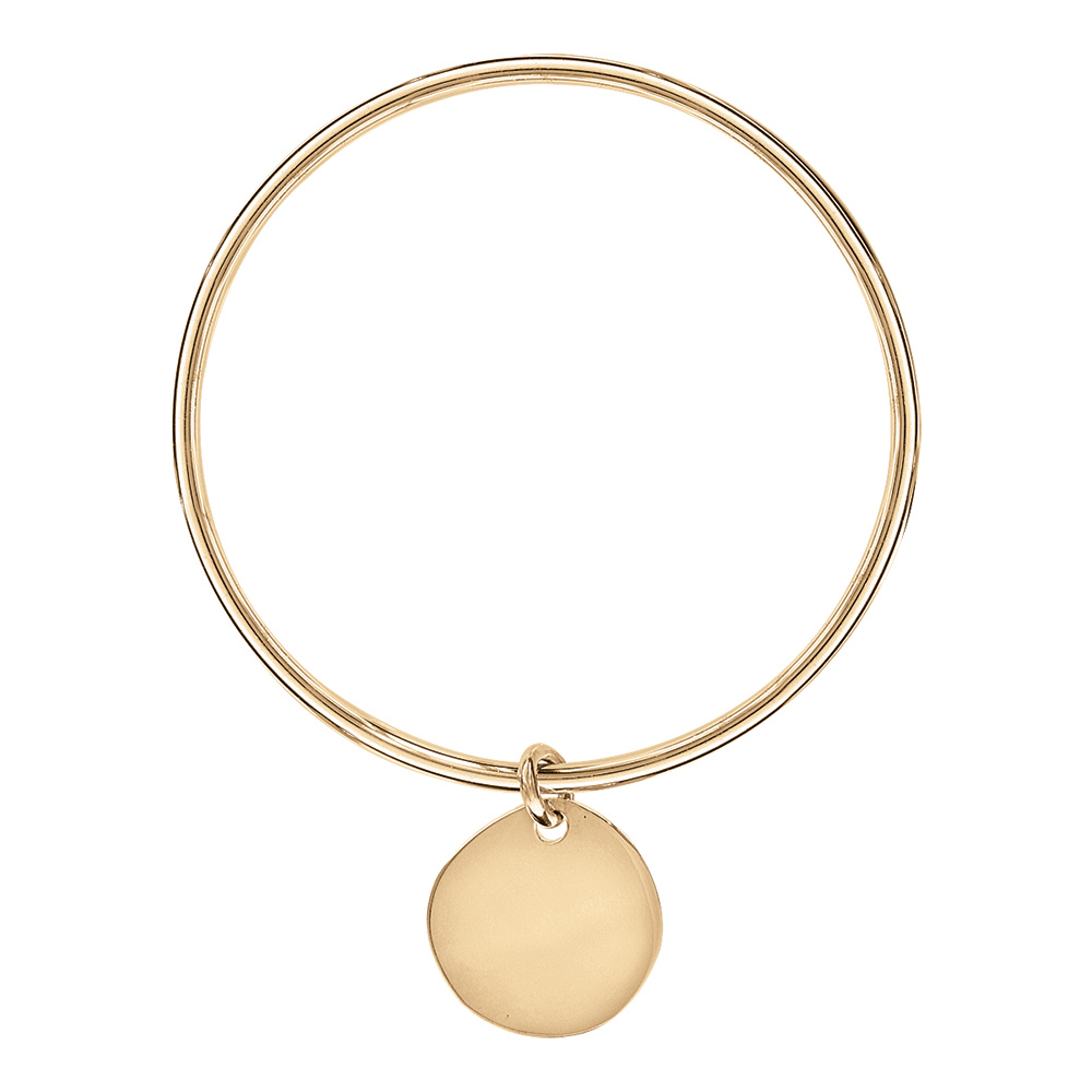 Bracelet jonc enfant en argent massif avec galet - diam�tre 54mm - Vue 1