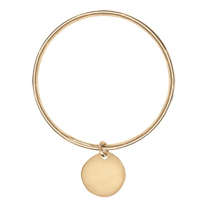 Bracelet jonc enfant en argent massif avec galet - diamètre 54mm - Vue 1