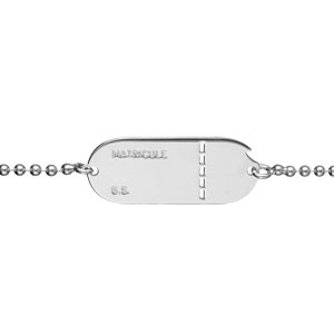 Bracelet maille boules argent petite plaque matricul junoir et femme - 18cm réglable 16 - Vue 1