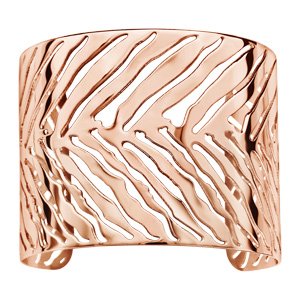 Bracelet manchette en acier et PVD rose tigré ajouré - Vue 1