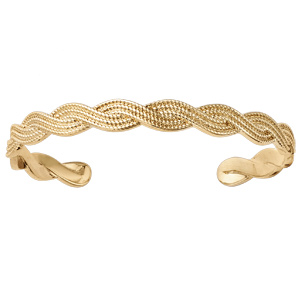 Bracelet plaqué or jonc tresse simple - Vue 1