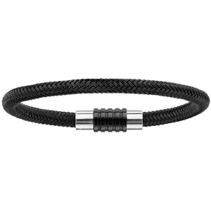 Bracelet pour charms homme grand modle en acier noir fermoir aimant et viss - longueur 23 cm - Vue 1