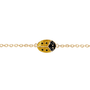 Bracelet pour enfant en plaqué or chaîne avec coccinelle jaune et point noir 16cm réglable 14 cm - Vue 1