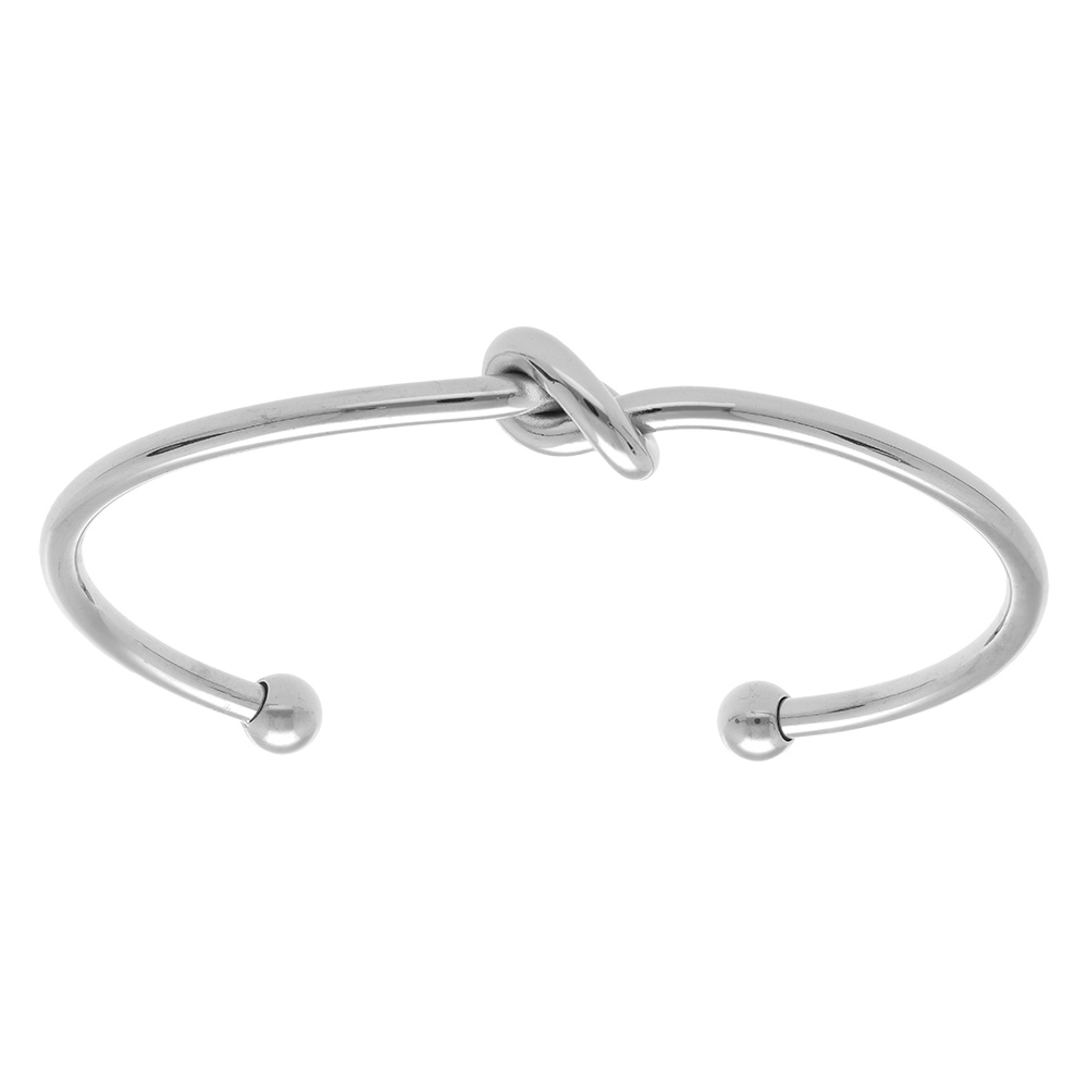Bracelet rigide en acier avec noeud d\'amour - 63mm x 45mm - Vue 1