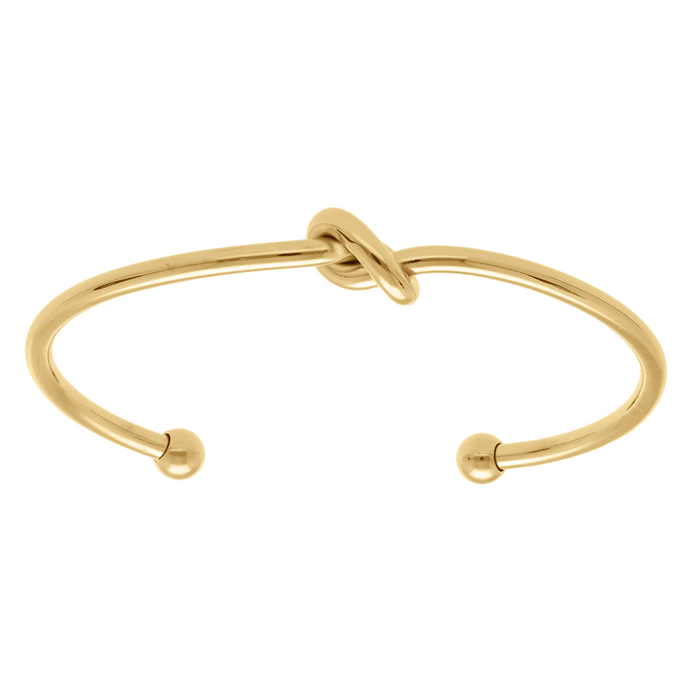 Bracelet rigide en acier dor� avec noeud- 63mm x 45mm - Vue 1
