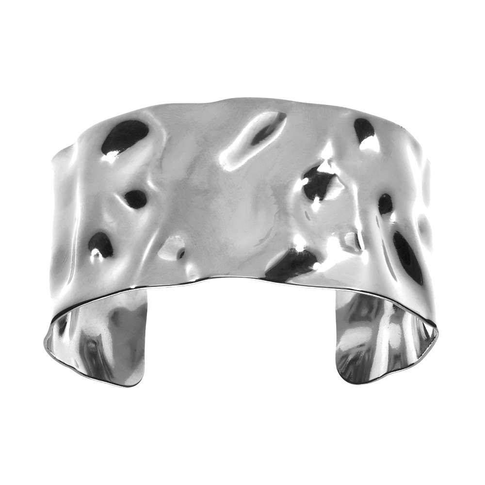 Bracelet rigide en acier froiss� - largeur 30mm - Vue 1