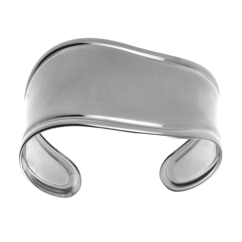 Bracelet rigide en acier lisse -  60mm x 36mm de large - Vue 1