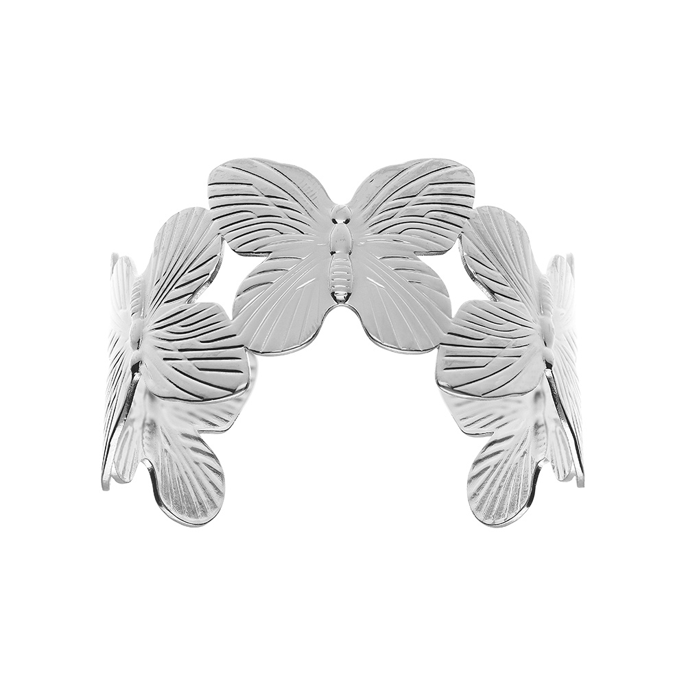 Bracelet rigide en acier  papillon  - 60mm - Vue 1