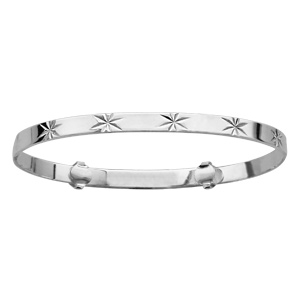 Bracelet rigide pour enfant en argent coulissant avec étoiles diamantées - Vue 1