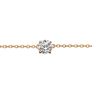 Bracelet solitaire en vermeil oxyde blanc serti 4 griffes 5mm - 18cm r�glable 16cm
