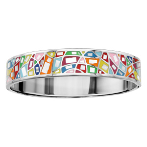 Bracelet Stella Mia articul en acier et nacre blanche vritable avec formes gomtriques multicolores - Vue 1