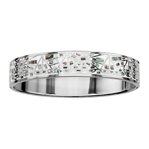 Bracelet Stella Mia articul en acier et nacre blanche vritable motifs gomtriques et blanc - taille 62mm X 56mm - Vue 1