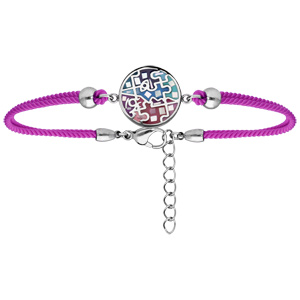 Bracelet Stella Mia en acier cordon fuschia pastille ronde multi-couleur et nacre 15,5+3,5cm - Vue 1